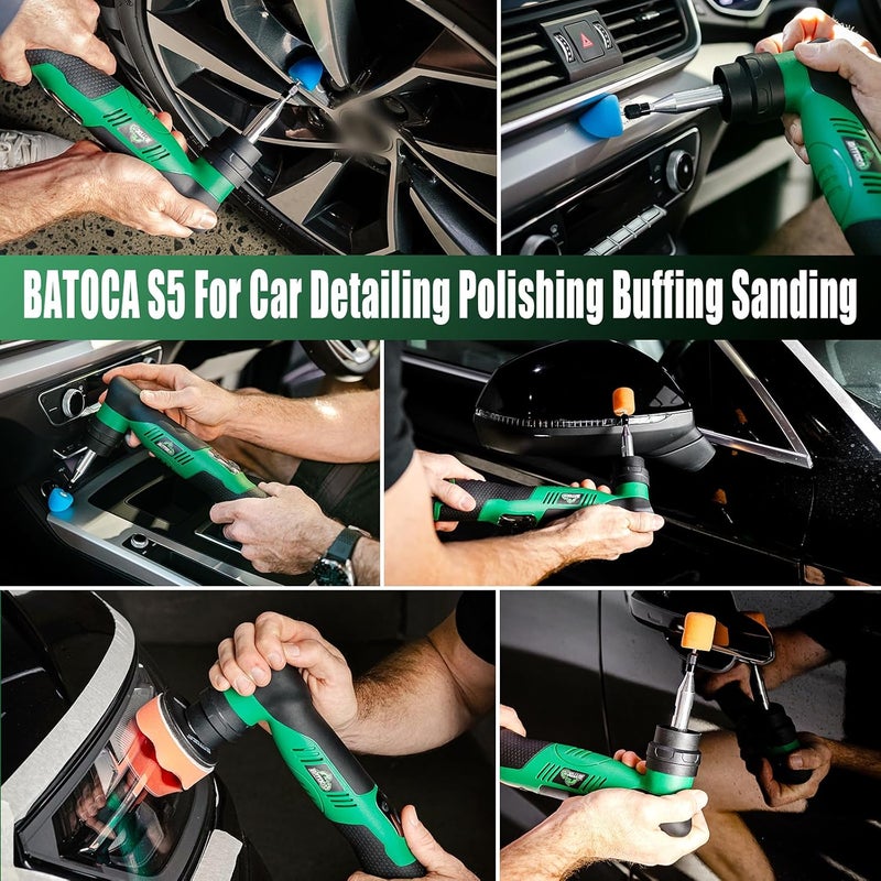 BATOCA S5 Cordless Car Buffer Polisher Sander Dual Action & Rotary Polishing Machine 1/2/3 Inch Polishing Pads for Car Detailing,6 Variable Speeds 2000-5500RPM,Mini Polisher for Car Motorcycle Polish - Image 2